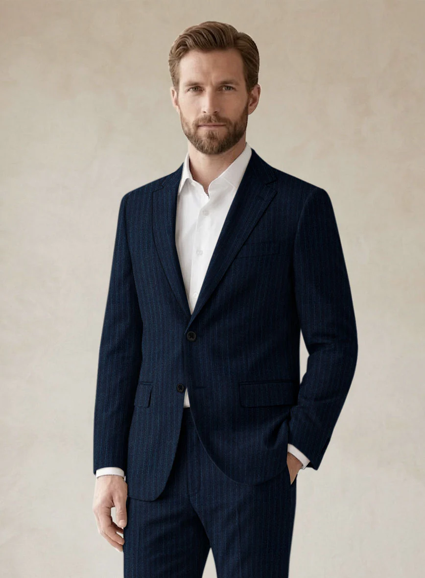 Scabal Sapphire Pinstripe Blue Wool Jacket - Image 2