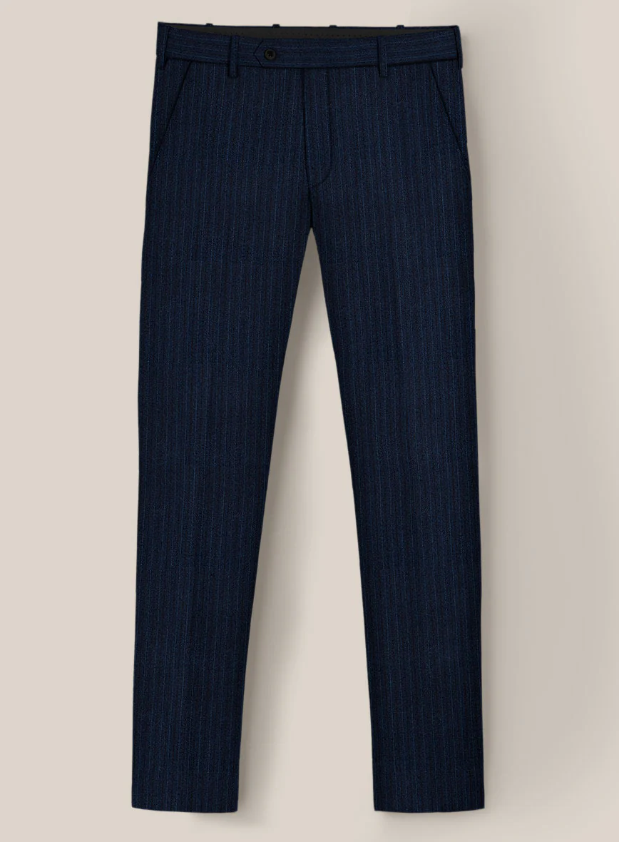 Scabal Sapphire Pinstripe Blue Wool Pants - Image 2