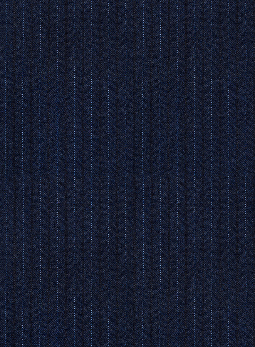 Scabal Sapphire Pinstripe Blue Wool Pants - Image 4