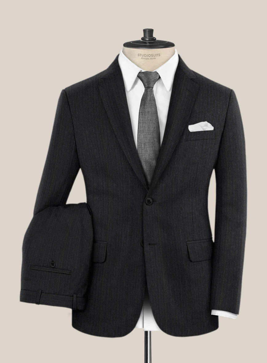 Scabal Sapphire Pinstripe Charcoal Wool Suit - Image 2