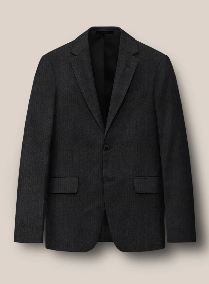 Scabal Sapphire Pinstripe Charcoal Wool Suit - Image 4