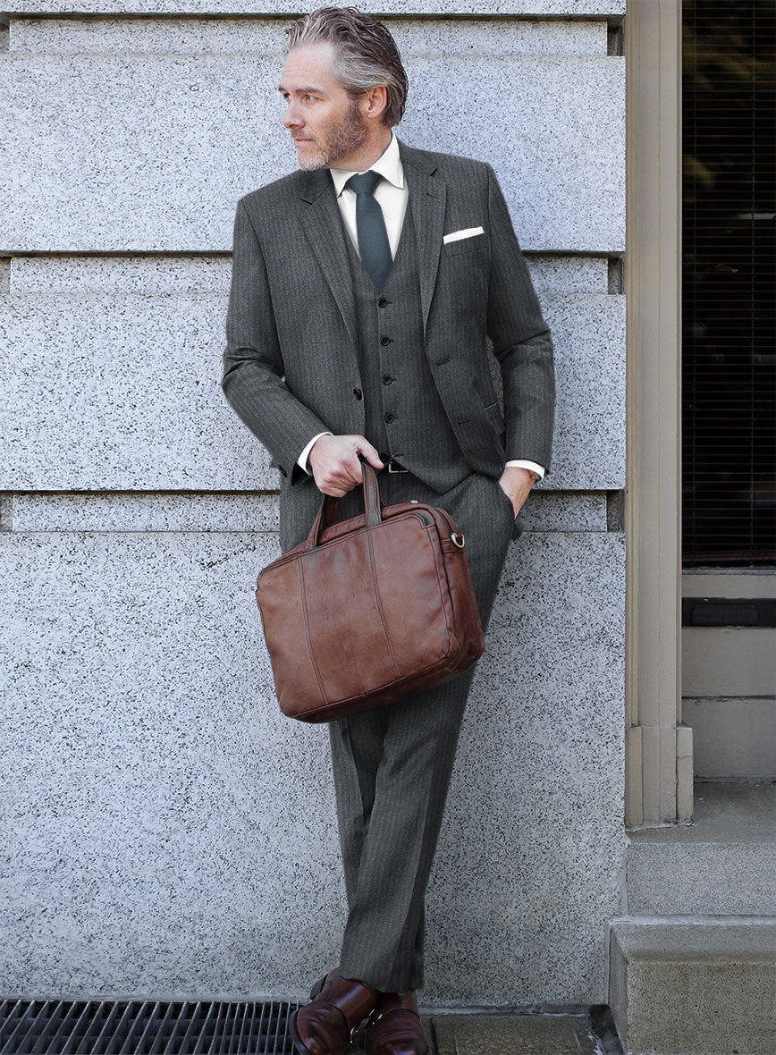 Scabal Sapphire Pinstripe Gray Wool Suit - Image 2