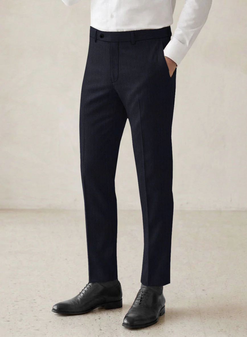 Scabal Sapphire Pinstripe Navy Wool Pants