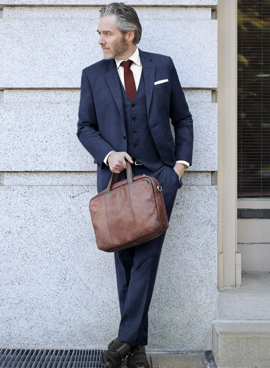Scabal Siano Herringbone Blue Wool Suit - Image 2