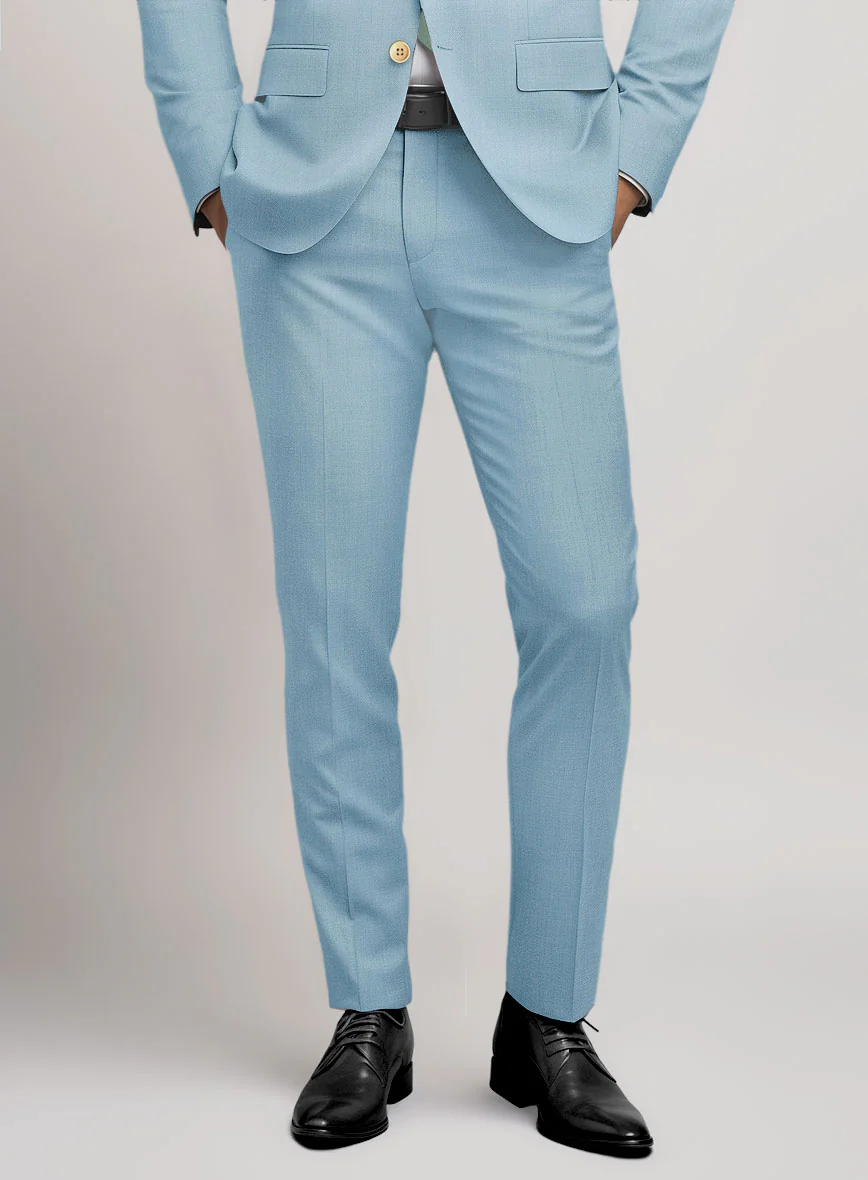 Scabal Sky Blue Wool Pants - Image 2