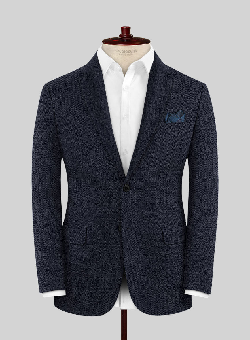Scabal Somaz Herringbone Blue Wool Jacket