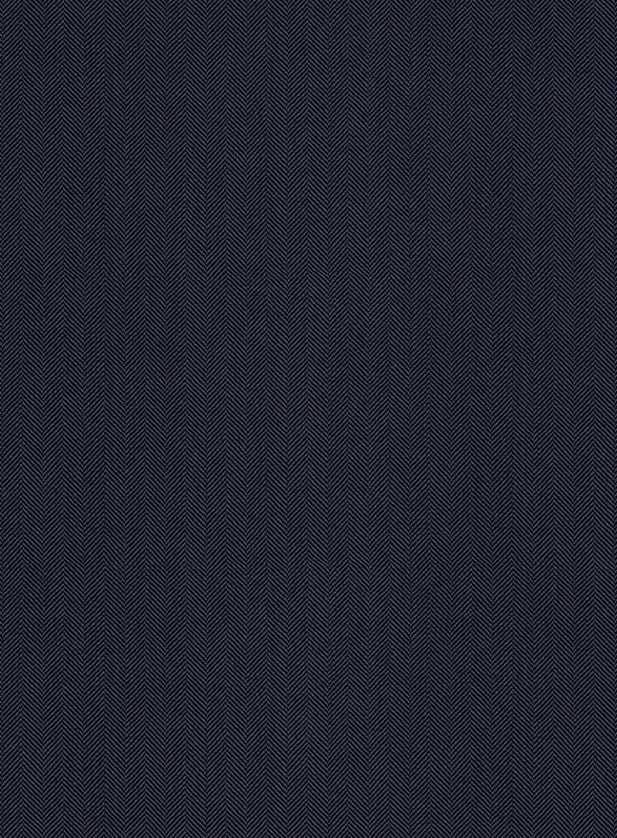 Scabal Somaz Herringbone Blue Wool Pants - Image 3