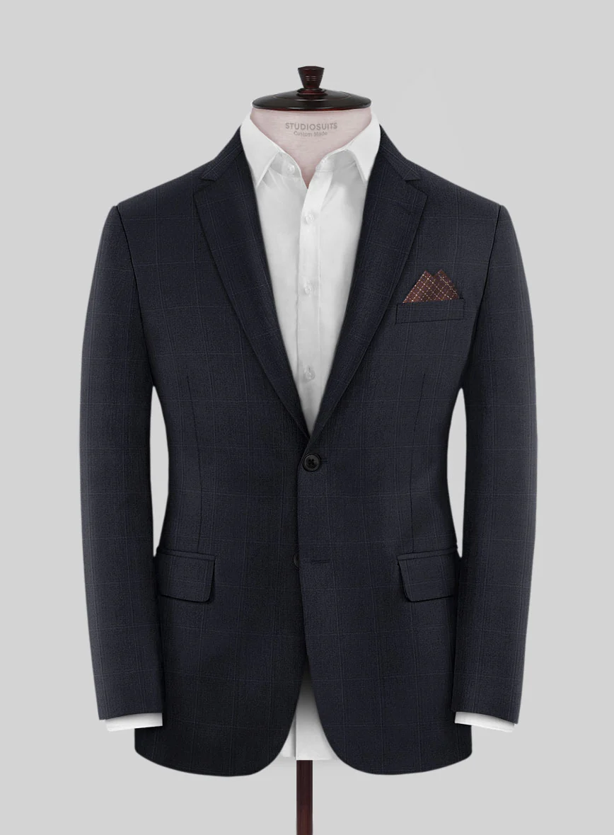 Scabal Sval Windowpane Blue Wool Suit - Image 3