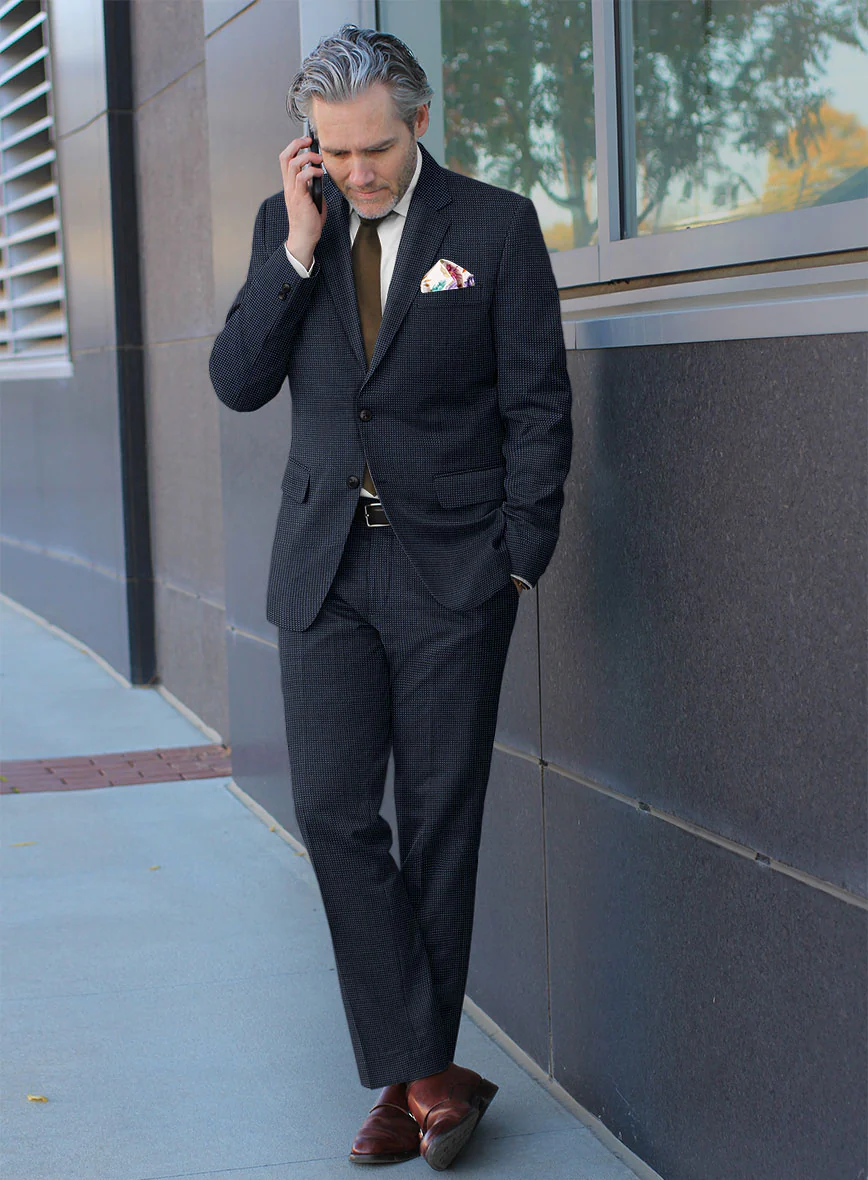 Scabal Tasar Pinhead Blue Wool Suit - Image 2