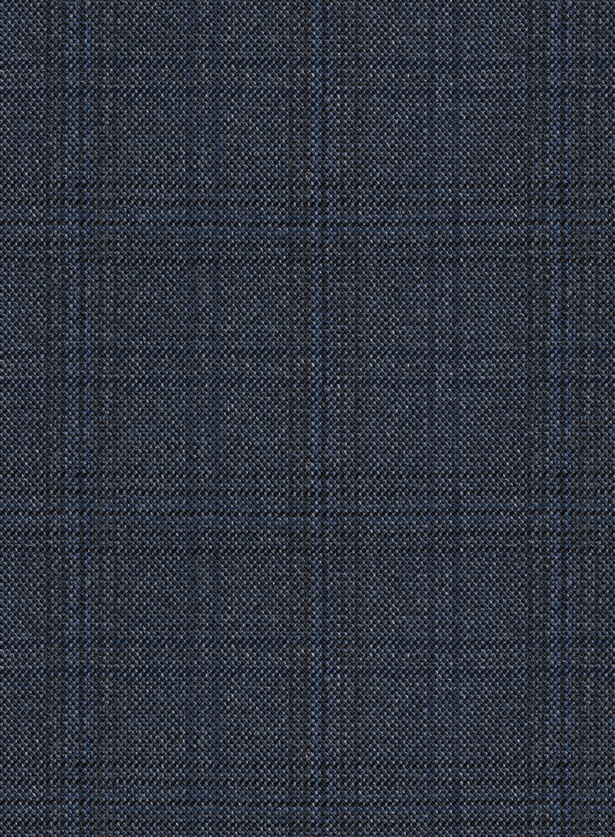Scabal Tornado Checks Blue Wool Pants - Image 3