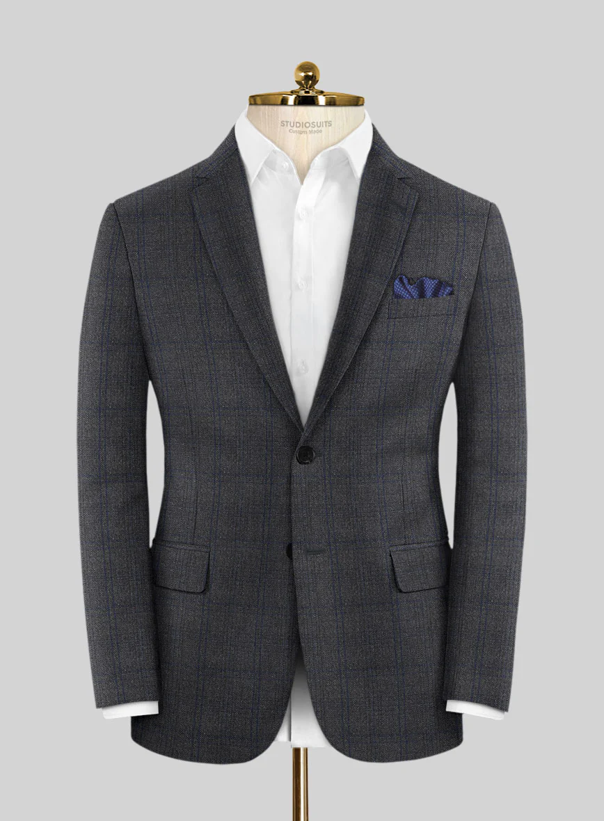Scabal Tornado Checks Dark Gray Wool Jacket