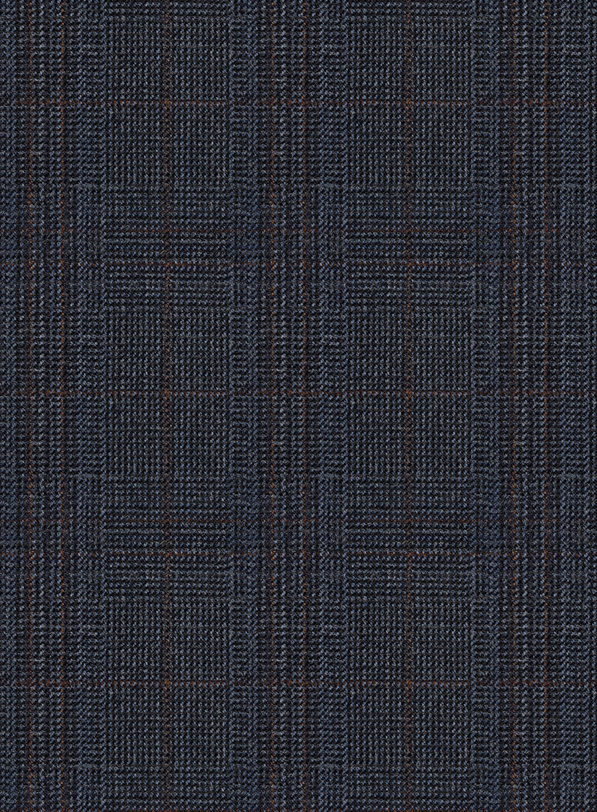 Scabal Tornado Glen Blue Wool Pants - Image 3