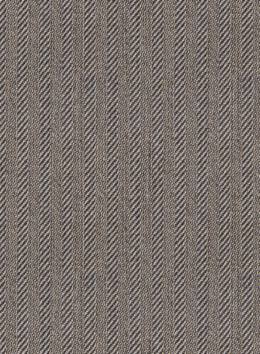Scabal Tornado Herringbone Brown Wool Pants - Image 3