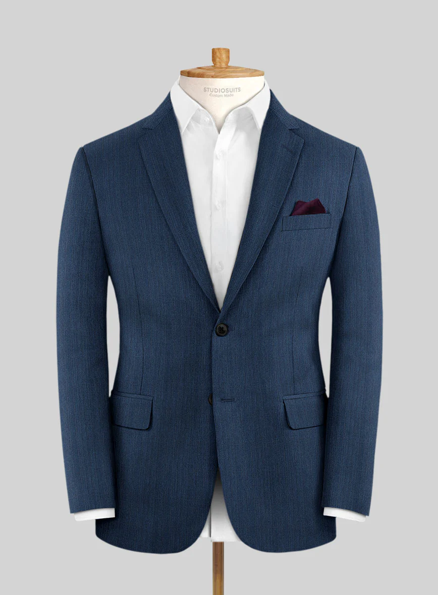 Scabal Tornado Herringbone Casa Blue Wool Jacket