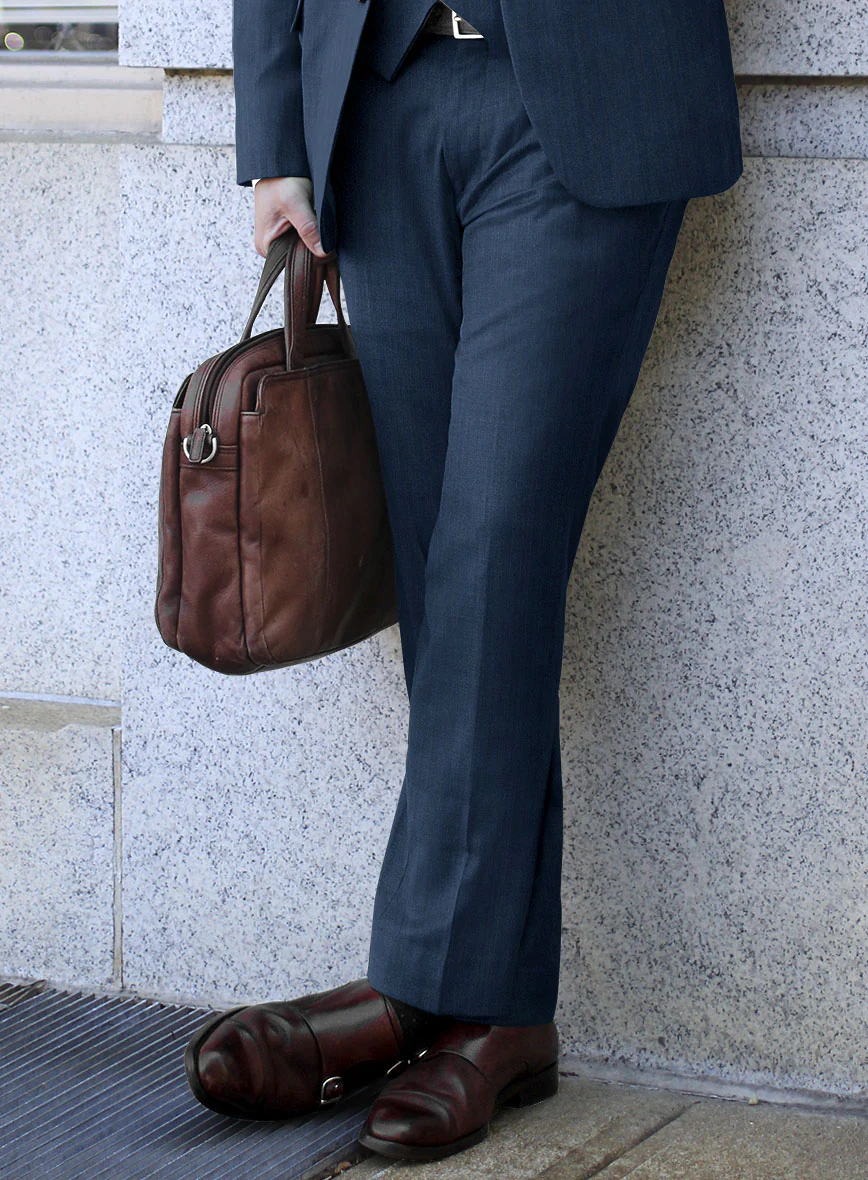 Scabal Tornado Herringbone Casa Blue Wool Suit - Image 4