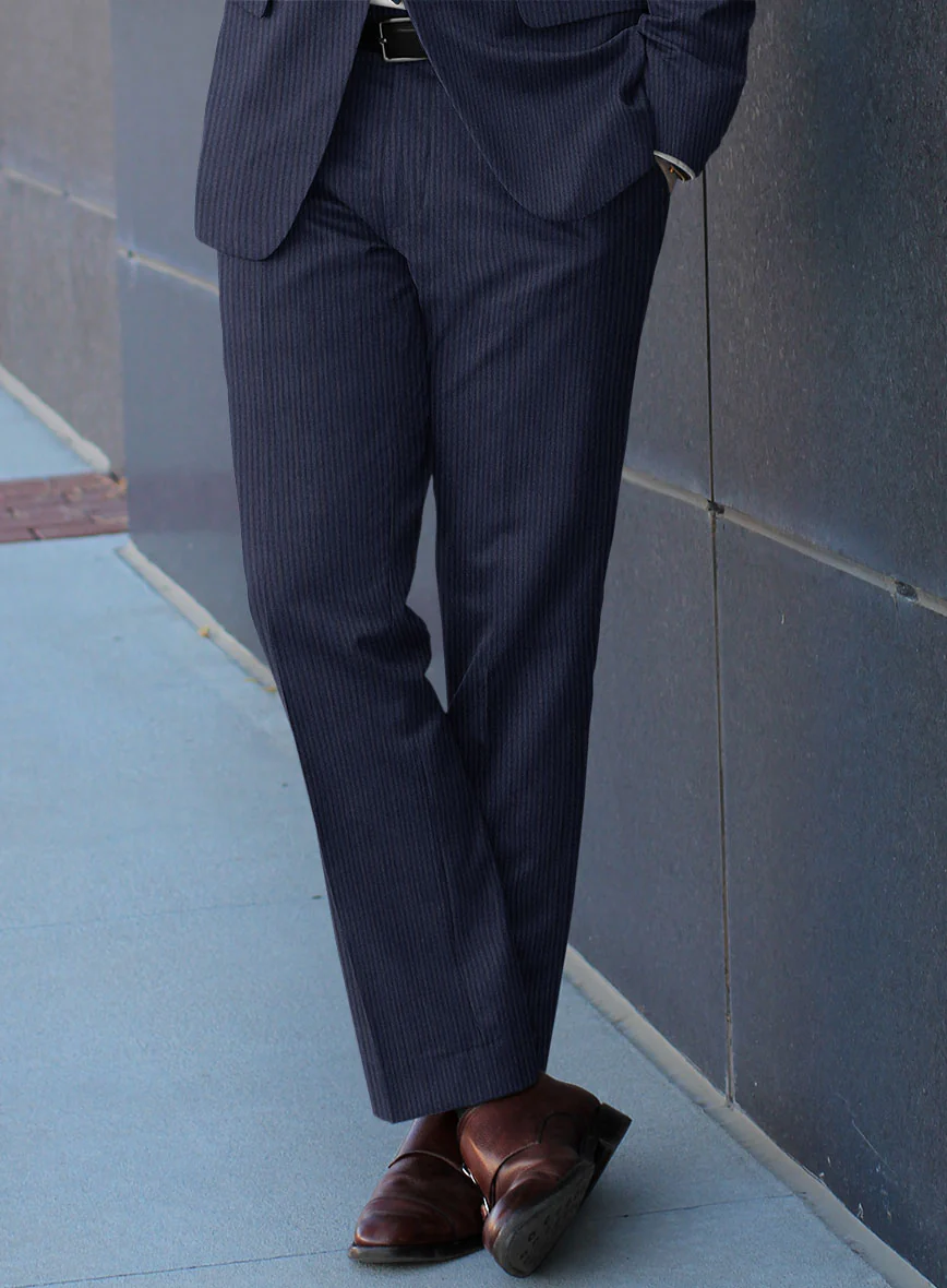 Scabal Tornado Herringbone Dark Blue Wool Suit - Image 4