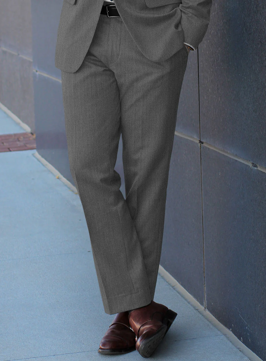 Scabal Tornado Herringbone Gray Wool Suit - Image 4