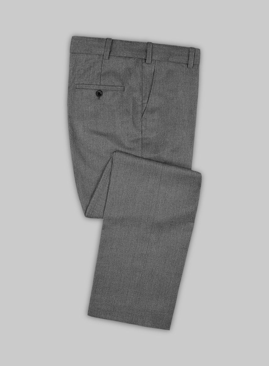 Scabal Tornado Herringbone Gray Wool Suit - Image 5