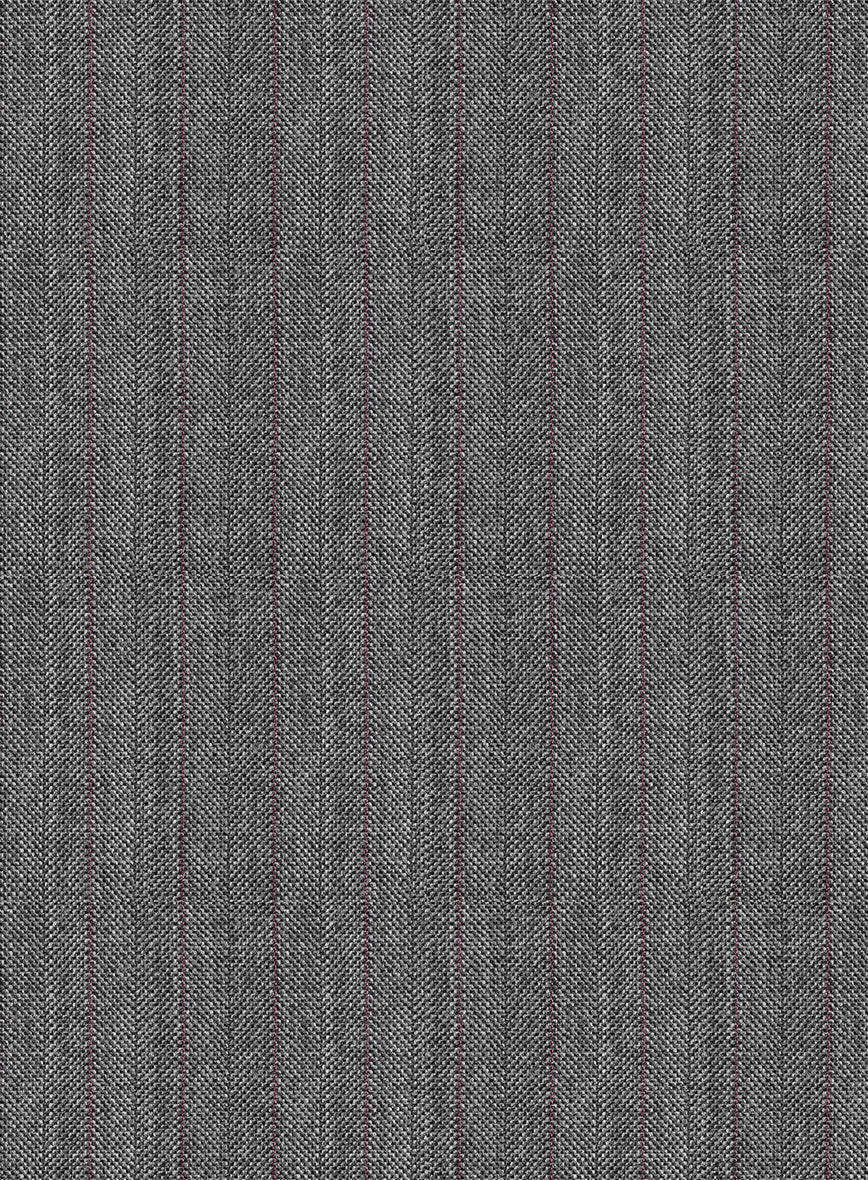 Scabal Tornado Herringbone Mid Gray Wool Pants - Image 3