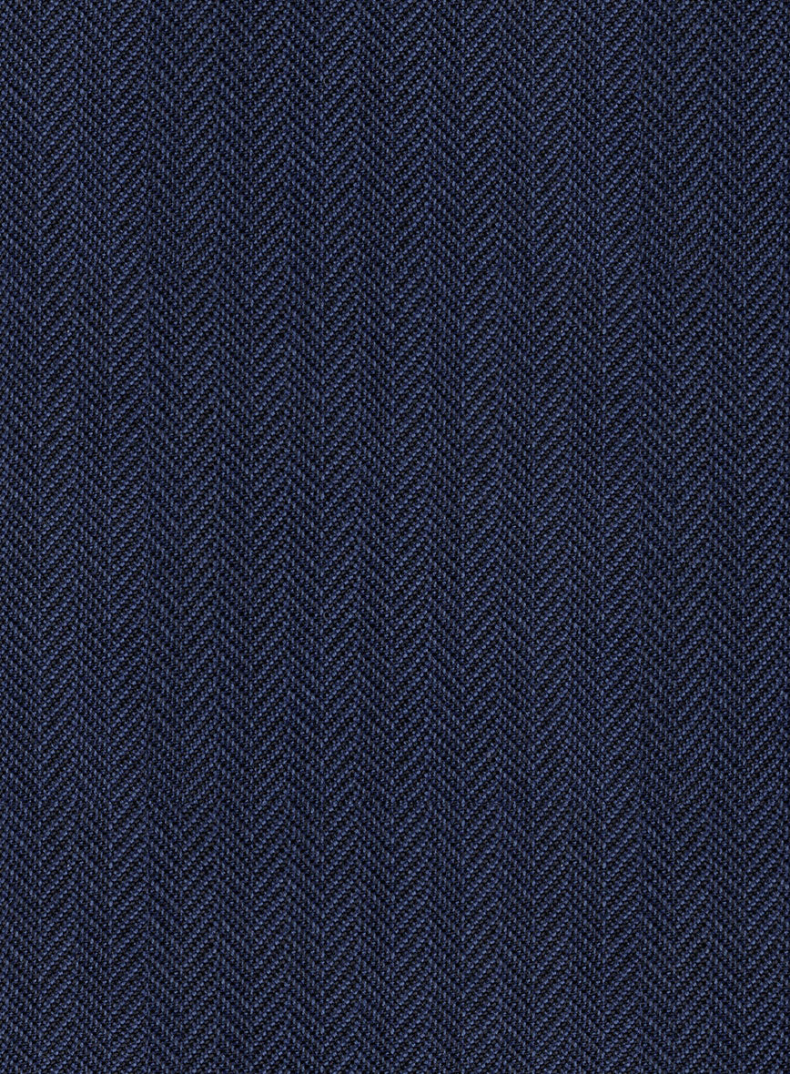 Scabal Tornado Herringbone Navy Blue Wool Jacket - Image 2