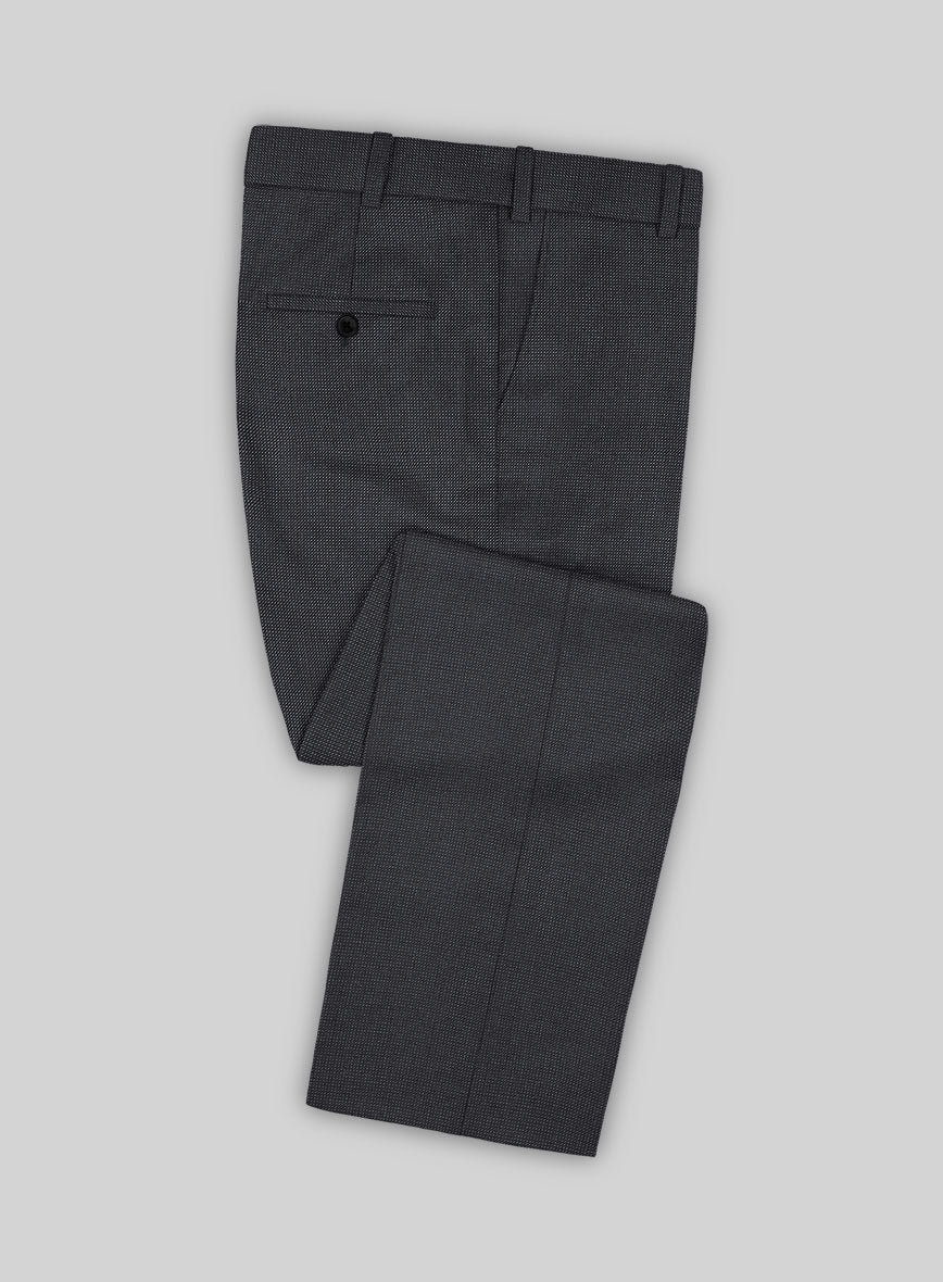 Scabal Tornado Pin Check Dark Blue Wool Pants