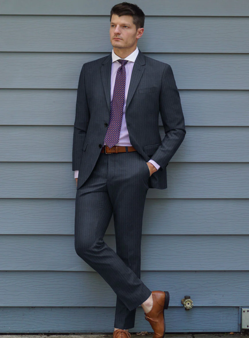 Scabal Tornado Stripes Blue Wool Suit - Image 2