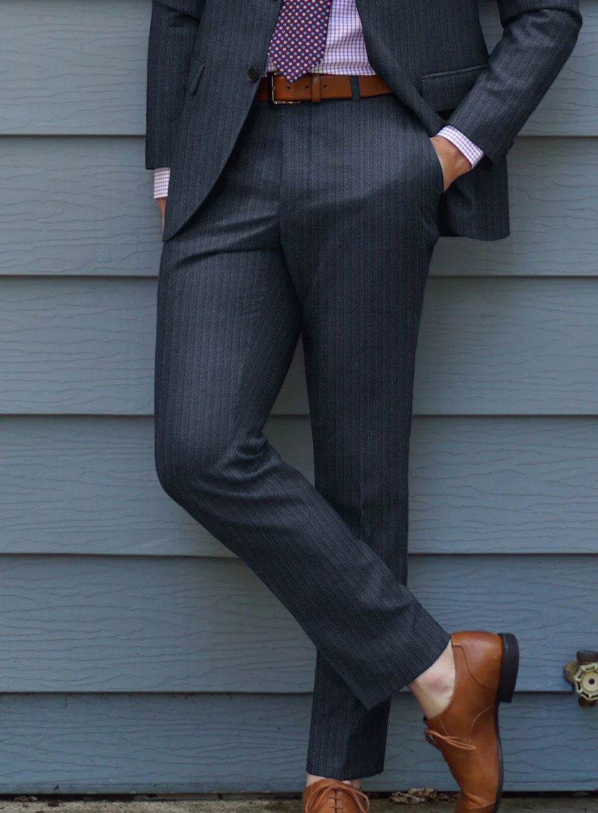 Scabal Tornado Stripes Blue Wool Suit - Image 4
