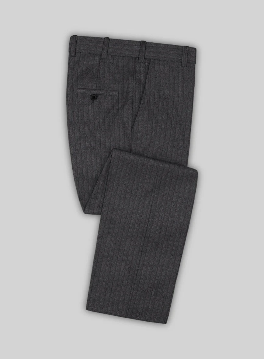 Scabal Tornado Stripes Dark Gray Wool Suit - Image 5