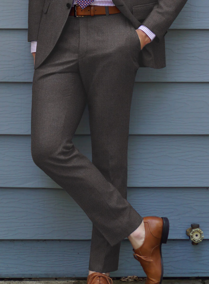 Scabal Tornado Twill Brown Wool Pants - Image 2