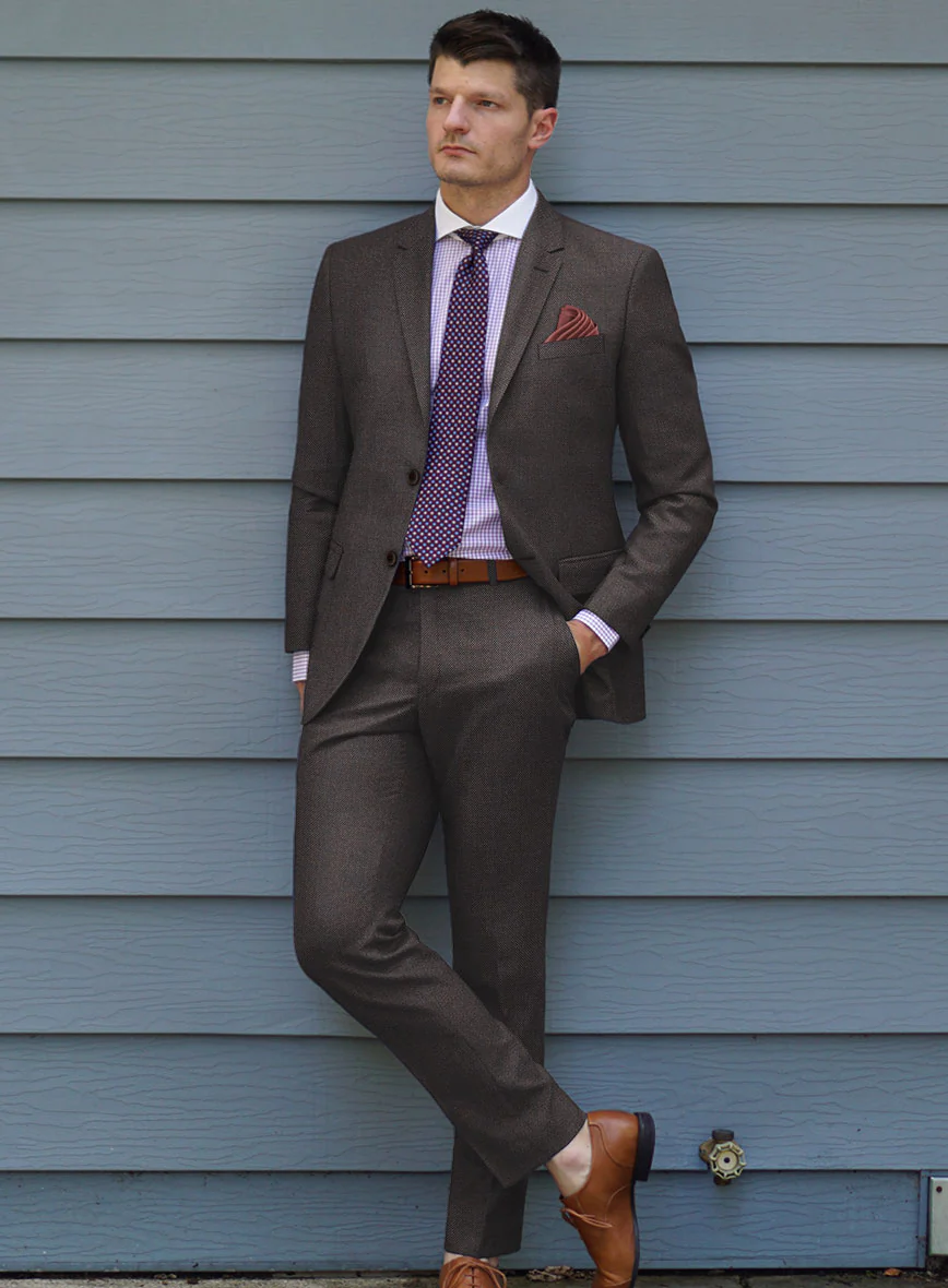 Scabal Tornado Twill Brown Wool Suit - Image 2