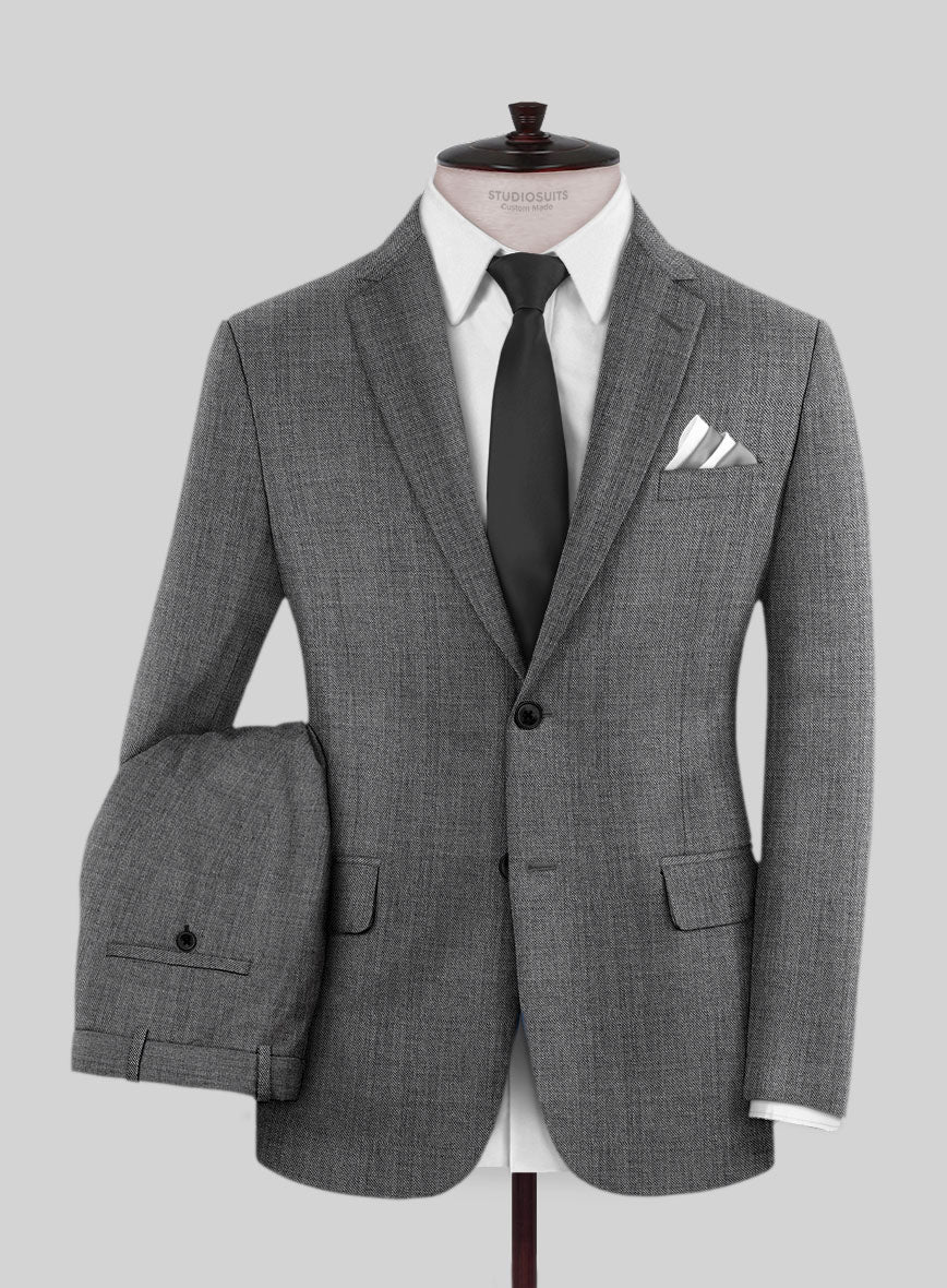 Scabal Tornado Twill Gray Blue Wool Suit