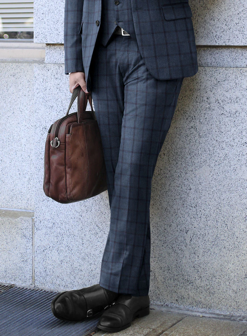 Scabal Tornado Windowpane Pacific Blue Wool Suit - Image 4