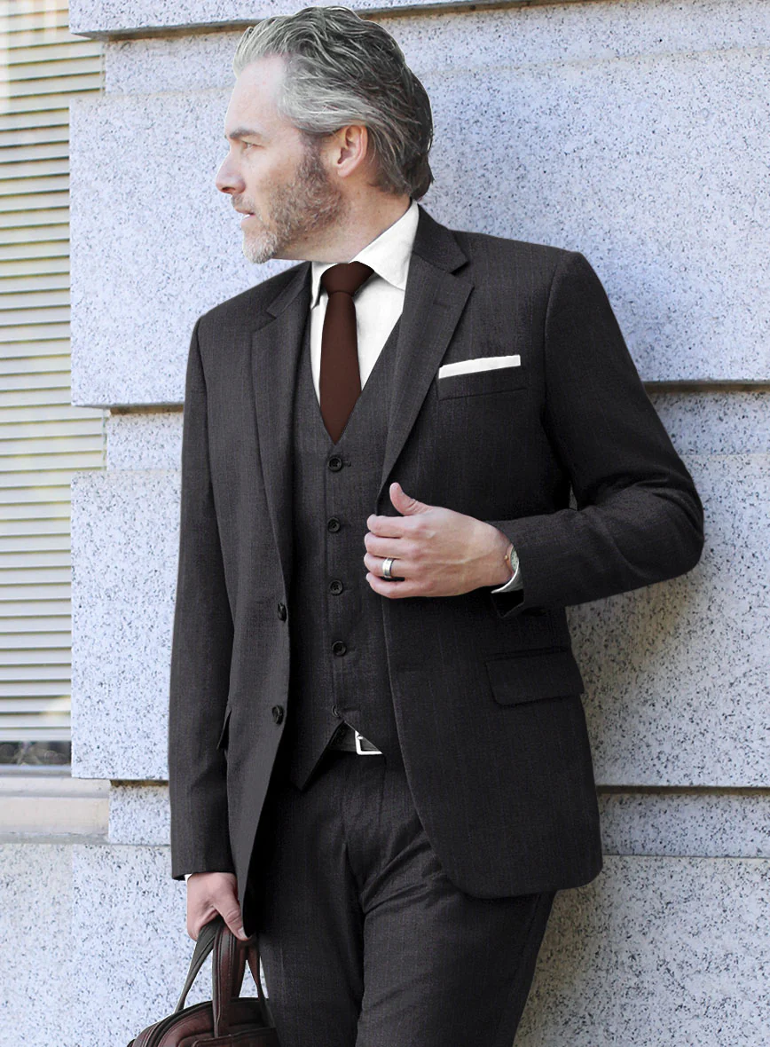 Scabal Urnino Stripe Charcoal Wool Suit - Image 4