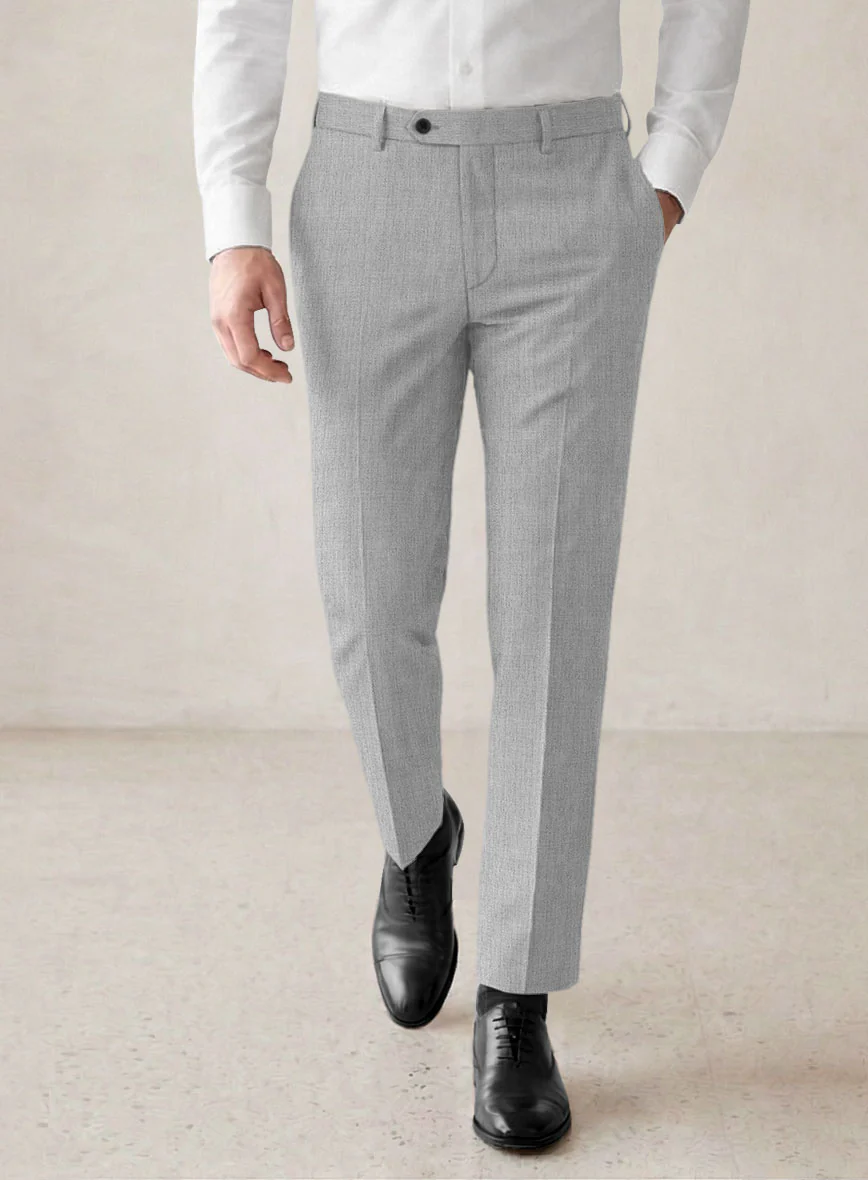 Scabal Worsted Light Gray Wool Pants