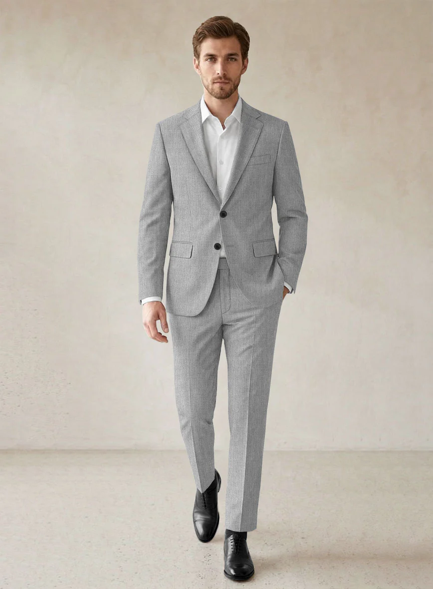 Scabal Worsted Light Gray Wool Suit