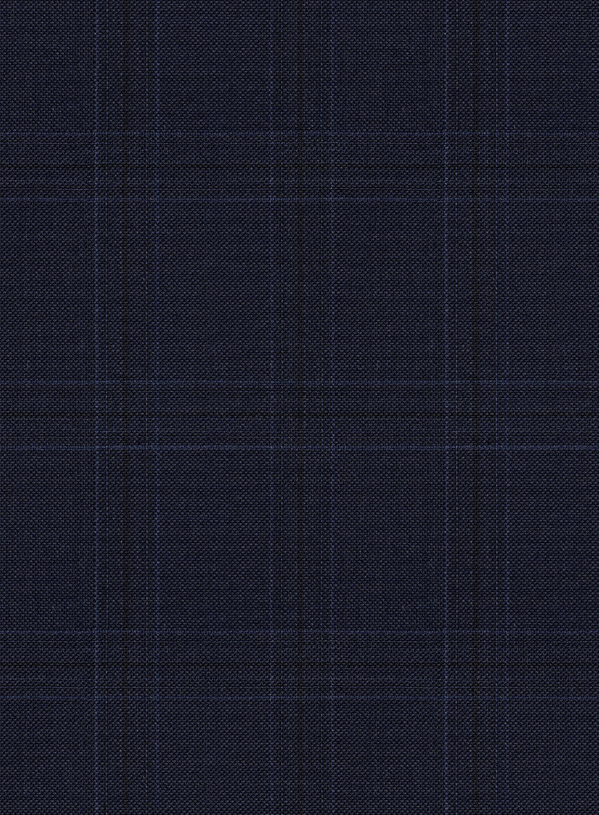 Scabal Xuito Checks Blue Wool Pants - Image 3