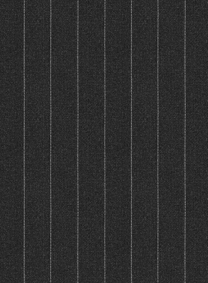 Scabal Ysido Stripe Charcoal Wool Pants - Image 3