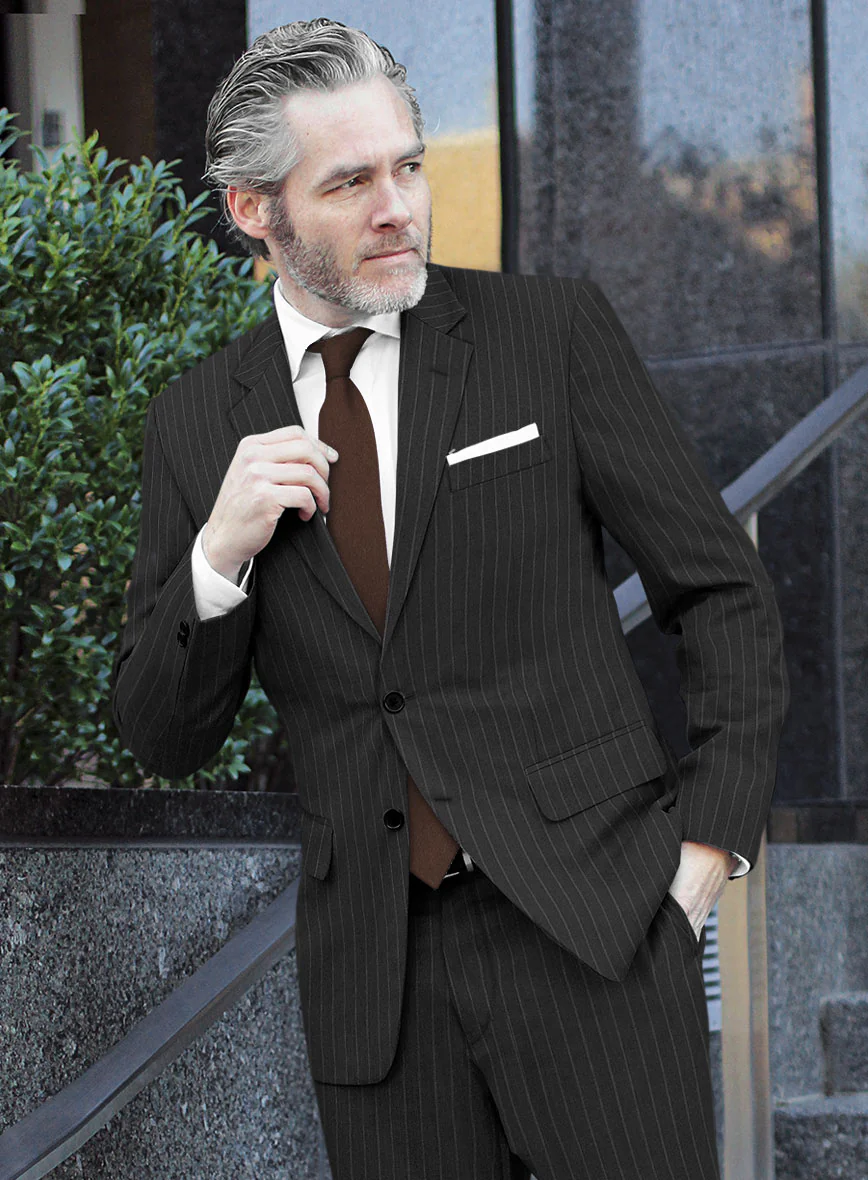 Scabal Ysido Stripe Charcoal Wool Suit - Image 4