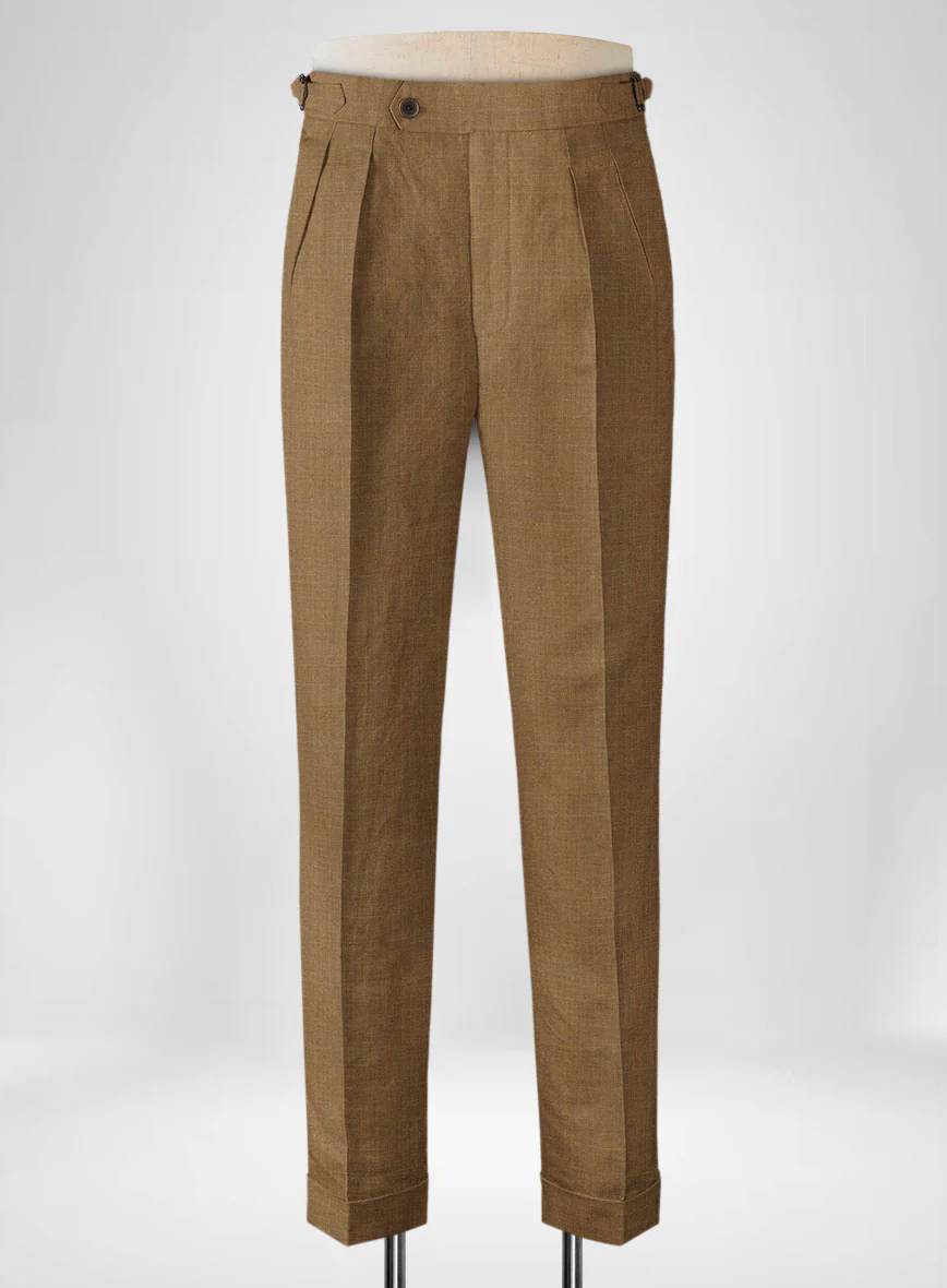 Sepia Brown Linen Highland Trousers