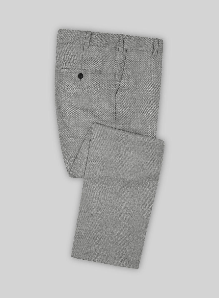 Sharkskin Light Gray Wool Pants