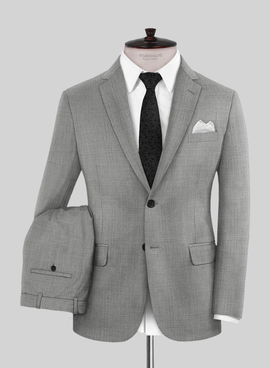 Sharkskin Light Gray Wool Suit - Image 2