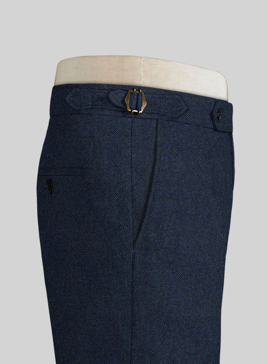 Showman Blue Herringbone Tweed Highland Trousers - Image 4