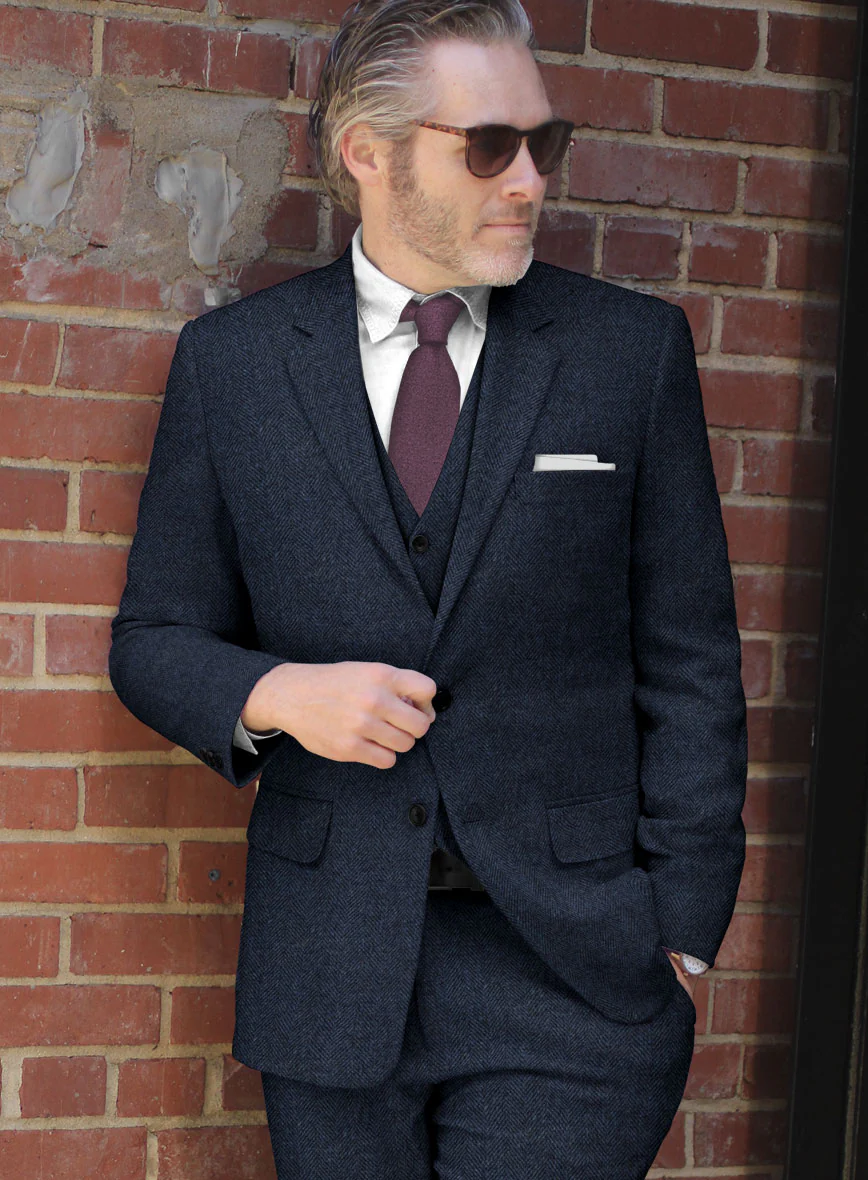 Showman Blue Herringbone Tweed Jacket - Image 2