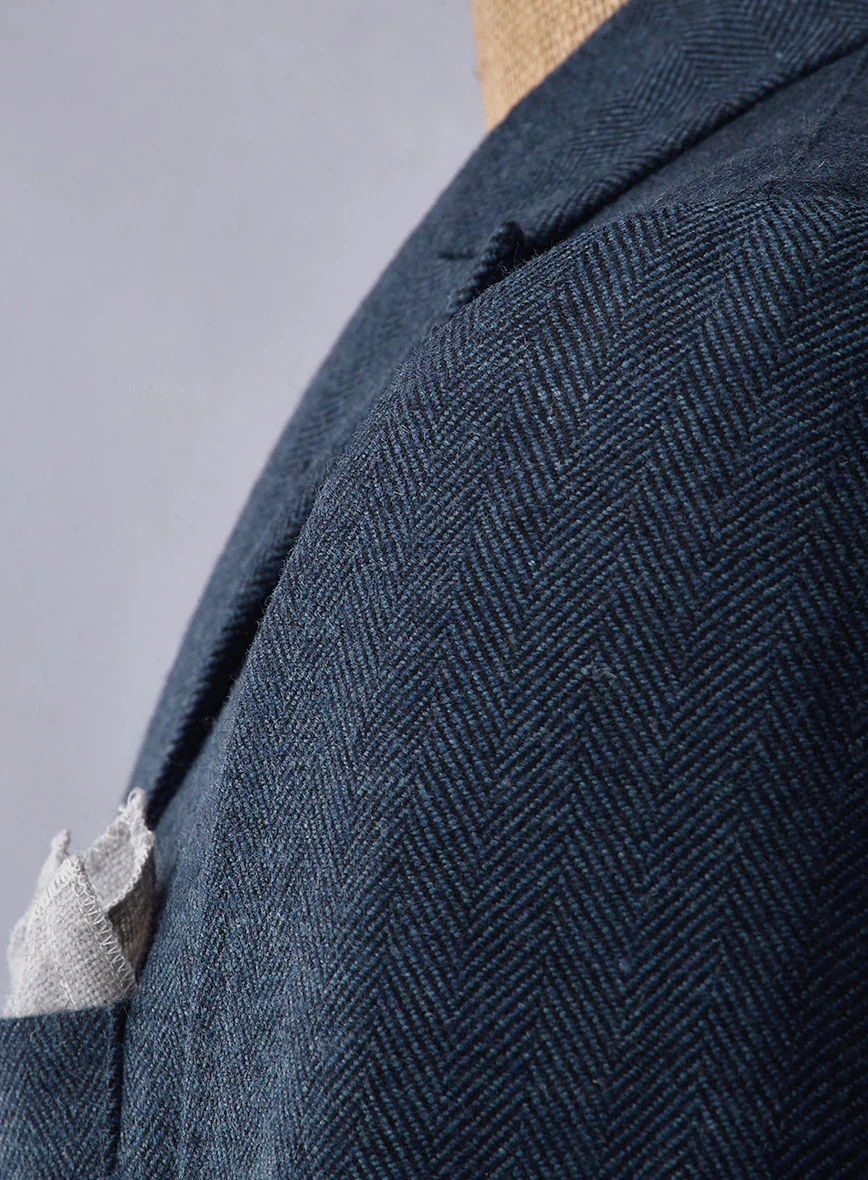 Showman Blue Herringbone Tweed Double Breasted Jacket II - Image 5