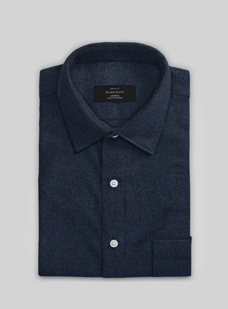 Showman Blue Herringbone Tweed Shirt