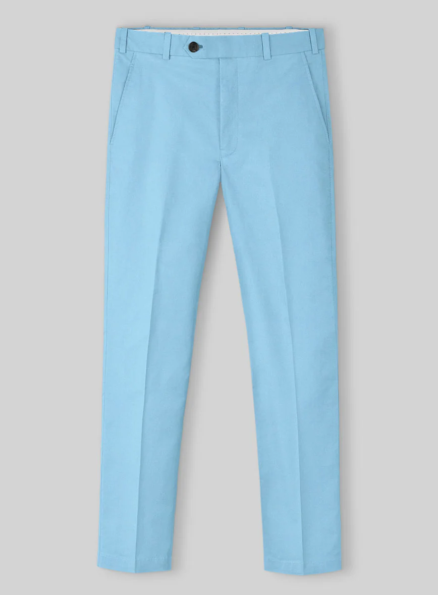 Sky Blue Napoli Stretch Light Weight Cotton Pants