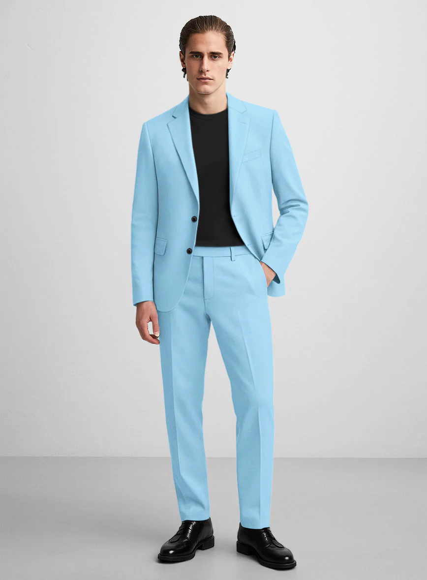 Sky Blue Napoli Stretch Light Weight Cotton Suit