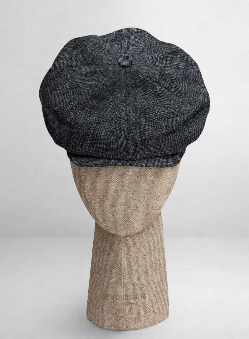Slate Gray Linen Newsboy Cap
