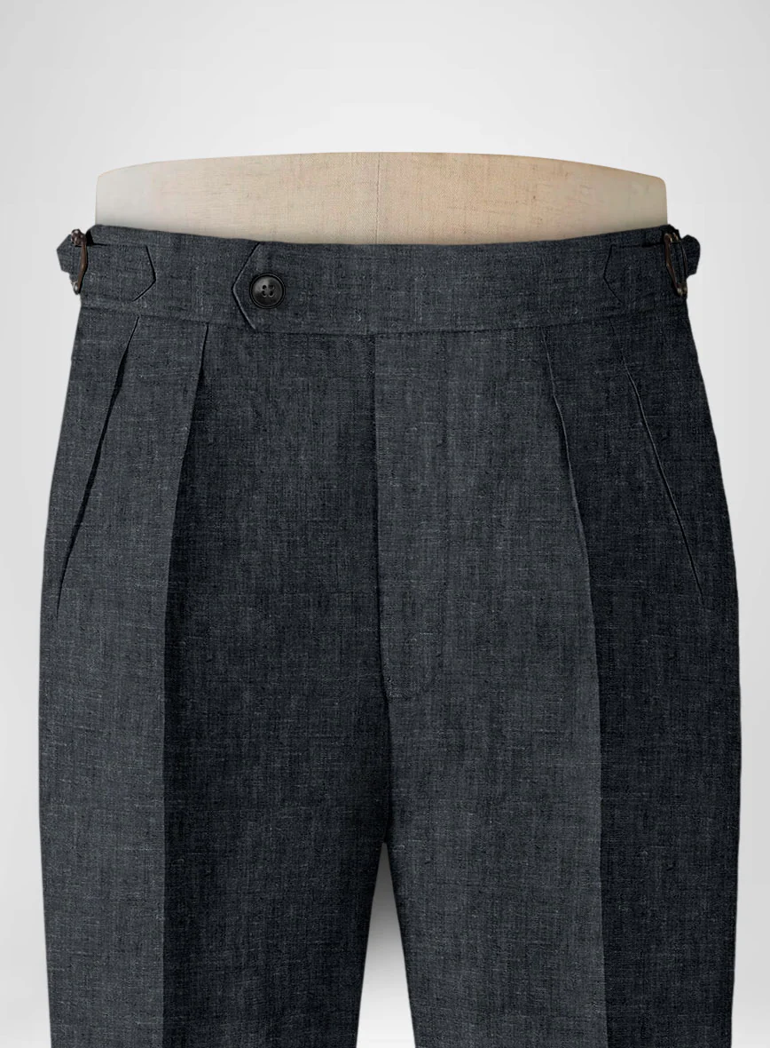Slate Gray Linen Highland Trousers - Image 3
