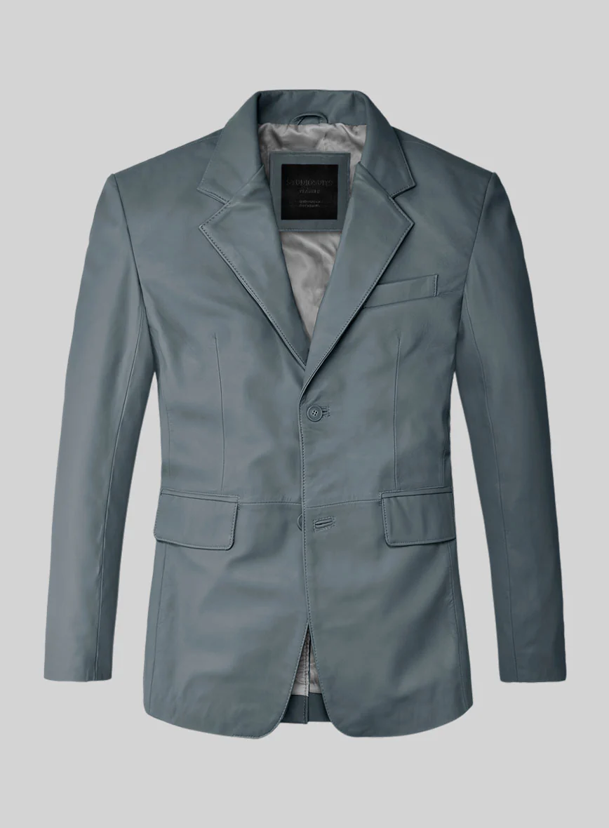 Soft Sherpa Gray Leather Blazer